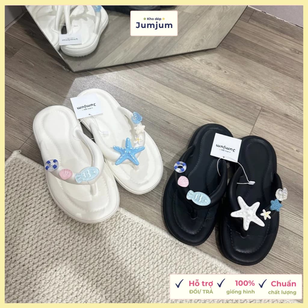 Dép xỏ ngón đi biển nữ sao biển cao su mềm êm chân kháng nước chống trượt dày 1.5 cm | JJKEP4 ảnh 4